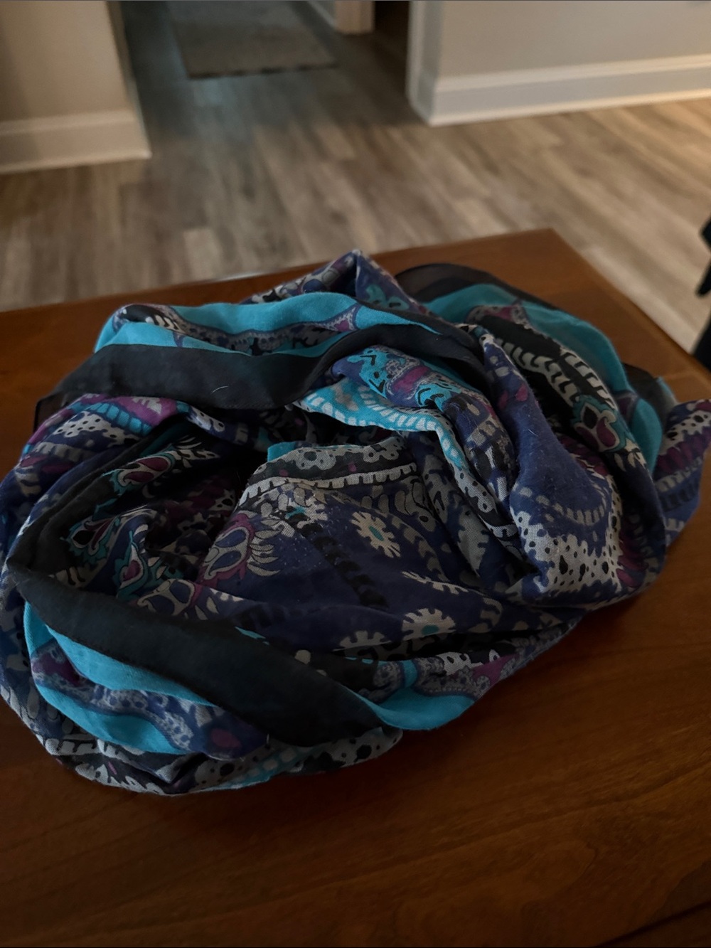 Blue & Teal Paisley Decorative Scarf - Unbranded